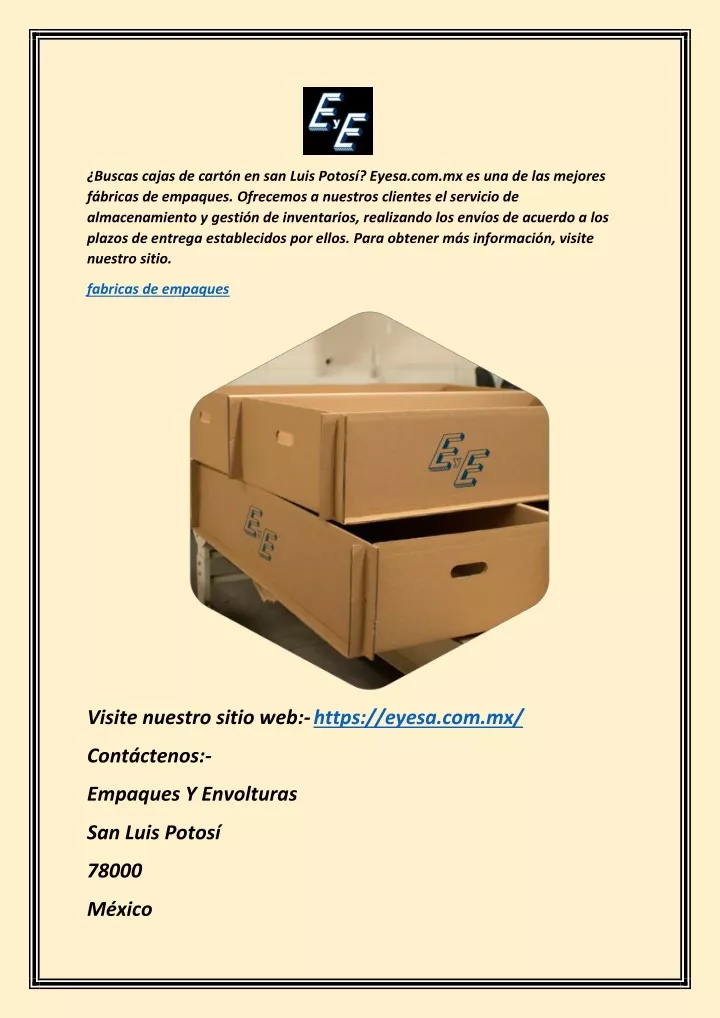 buscas cajas de cart n en san luis potos eyesa