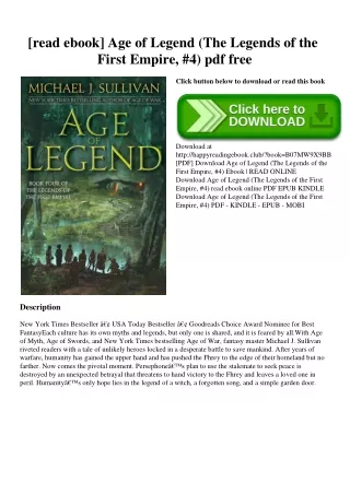 [read ebook] Age of Legend (The Legends of the First Empire  #4) pdf free