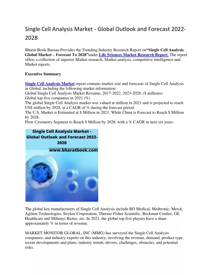 single cell analysis market global outlook