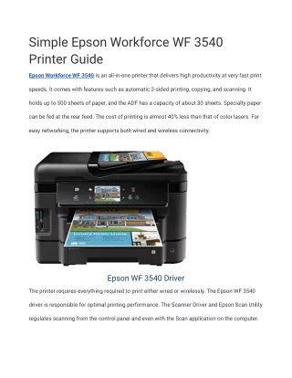 Simple Epson Workforce WF 3540 Printer Guide