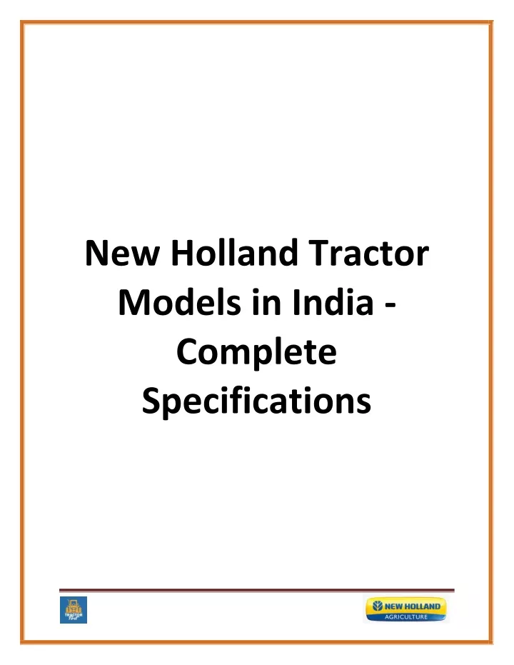 new holland tractor models in india complete