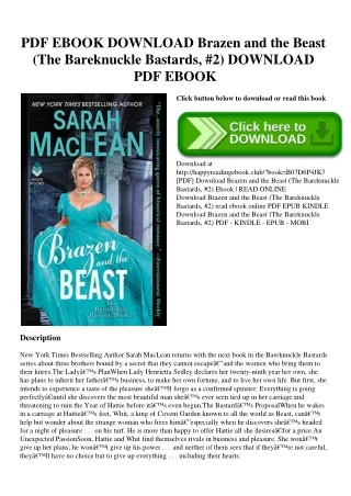 PDF EBOOK DOWNLOAD Brazen and the Beast (The Bareknuckle Bastards  #2) DOWNLOAD PDF EBOOK