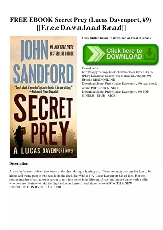 FREE EBOOK Secret Prey (Lucas Davenport  #9) [[F.r.e.e D.o.w.n.l.o.a.d R.e.a.d]]