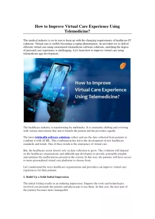 how to improve virtual care experience using