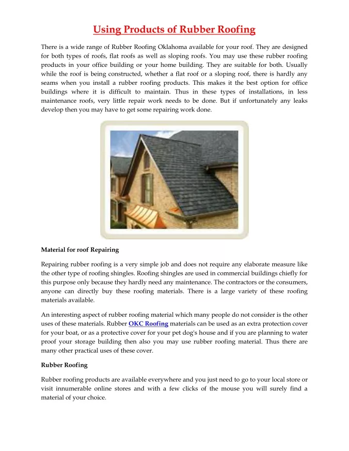 using products of rubber roofing