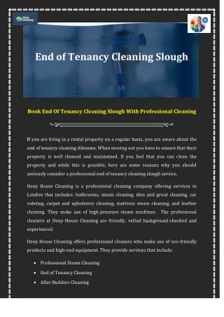 Book End Of Tenancy Cleaning Slough With Professional Cleaning