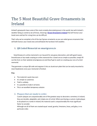 the 5 most beautiful grave ornaments in ireland