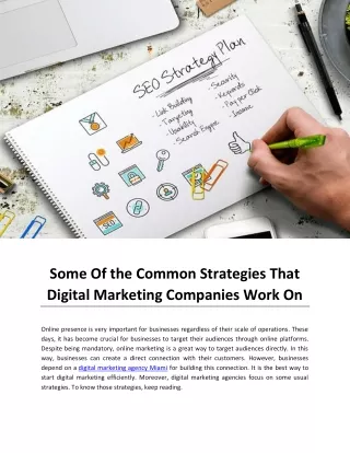 Some Of the Common Strategies That Digital Marketing Companies Work On