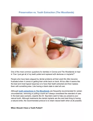 preservation vs tooth extraction the woodlands