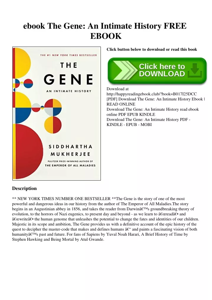 PPT - Ebook The Gene An Intimate History FREE EBOOK PowerPoint ...