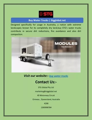 Designed specifically fBuy Water Trucks | Stgglobal.netor usage in Australia