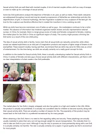 sexual activity dolls are well liked with married