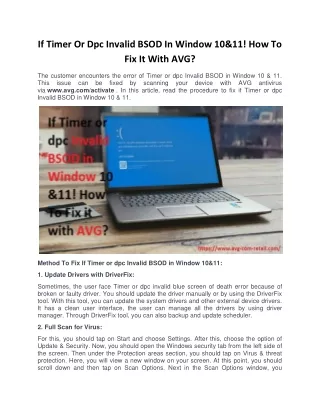 if timer or dpc invalid bsod in window