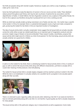 sex dolls are popular along with married couples