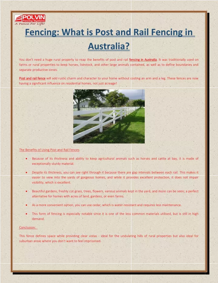 fencing what is post and rail fencing in australia