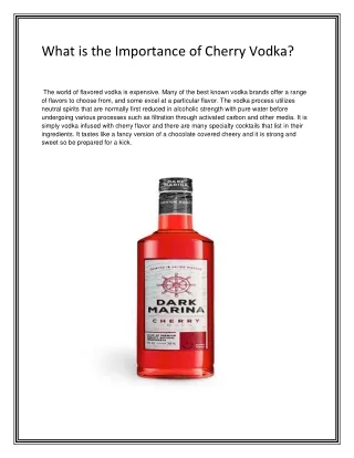What is the Importance of Cherry Vodka