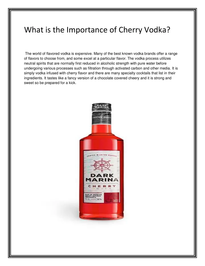 what is the importance of cherry vodka