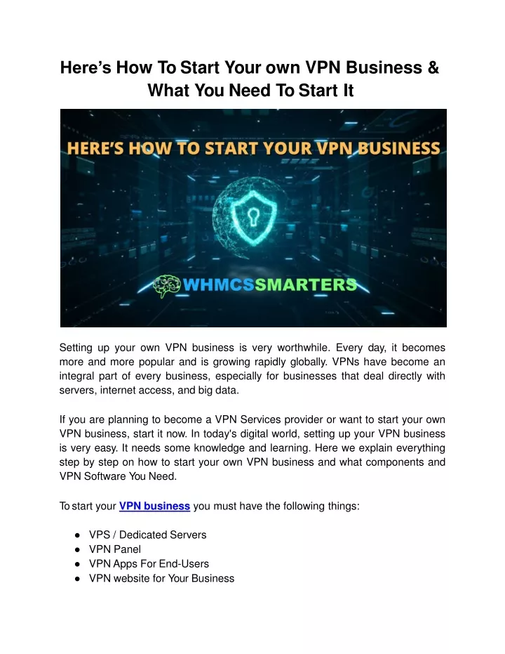 here s how to start your own vpn business what