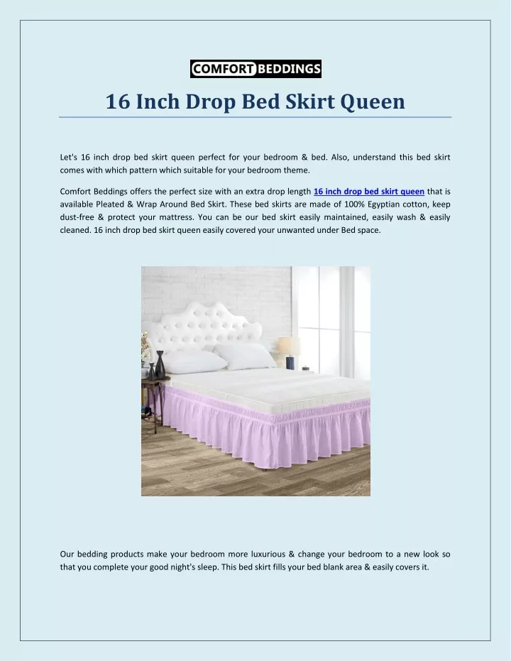 16 inch drop bed skirt queen