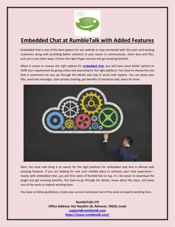 embedded chat at rumbletalk with added features
