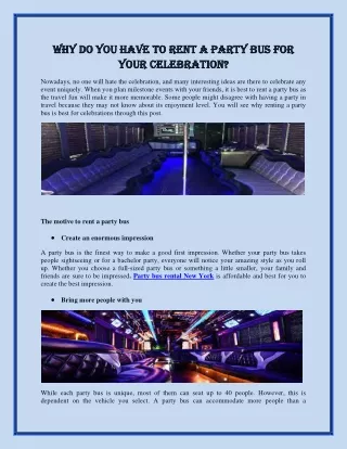 Why do you have to rent a party bus for your celebration