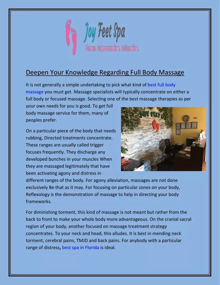 deepen your knowledge regarding full body massage