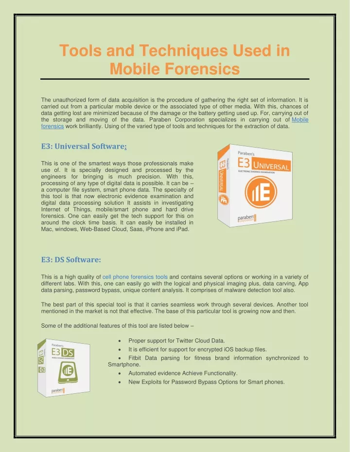 tools and techniques used in mobile forensics