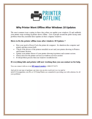 Why Printer Went Offline After Windows 10 Updates