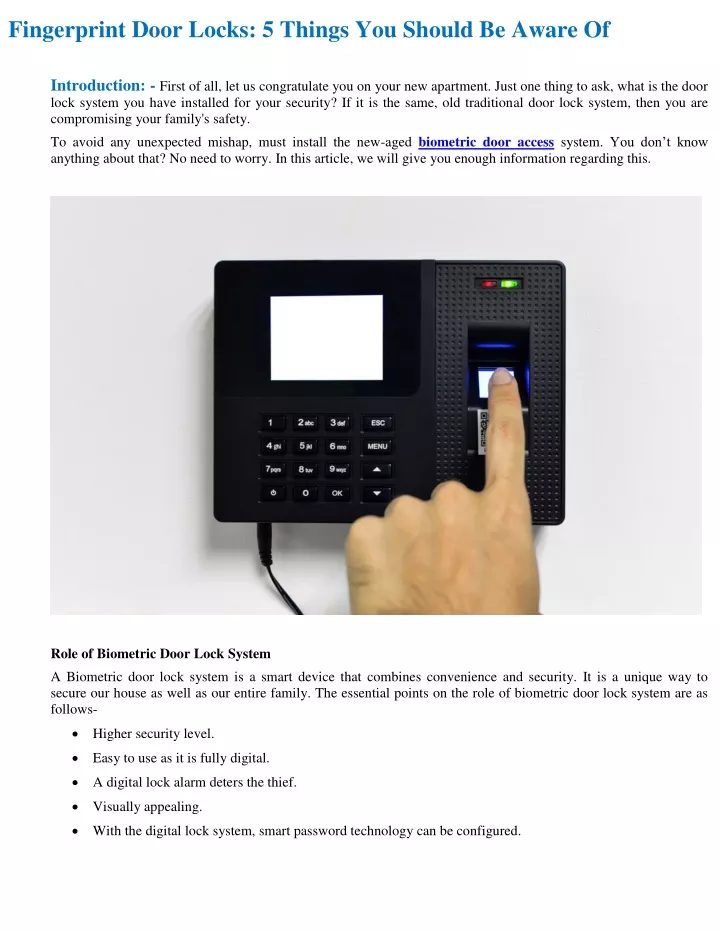 fingerprint door locks 5 things you should