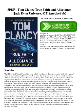 #PDF~ Tom Clancy True Faith and Allegiance (Jack Ryan Universe  #22) {mobiePub}