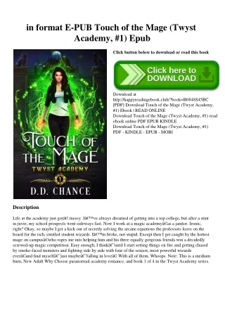 in format E-PUB Touch of the Mage (Twyst Academy  #1) Epub
