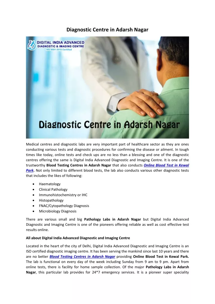 diagnostic centre in adarsh nagar