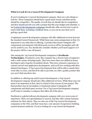 what to look for in a laravel development company