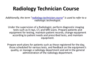 radiology technician course