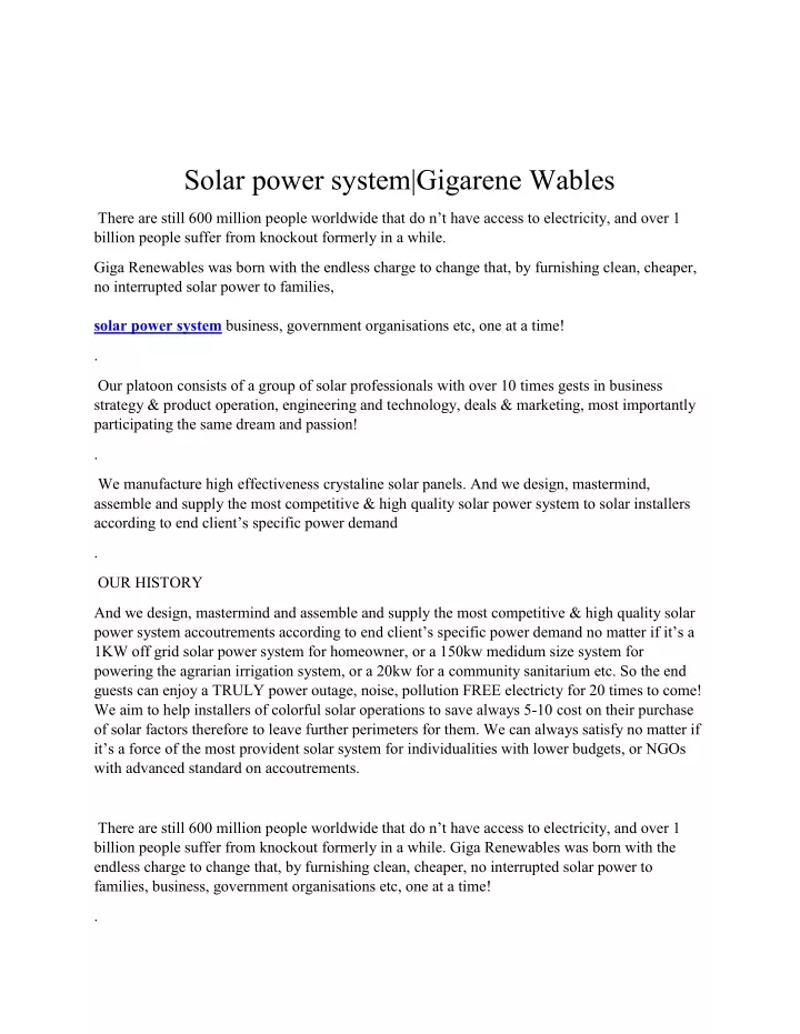 solar power system gigarene wables