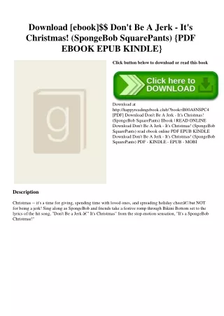 Download [ebook]$$ Don't Be A Jerk - It's Christmas! (SpongeBob SquarePants) {PDF EBOOK EPUB KINDLE}