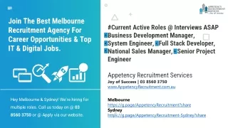 Join the best recruiting agency for IT job Melbourne & consulting recruiters