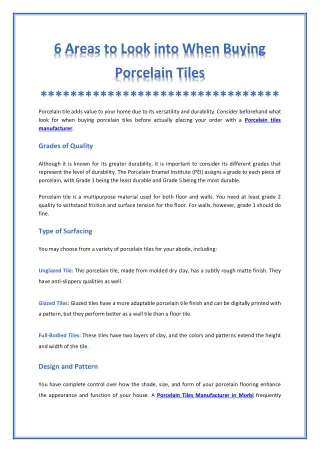 Important Things to Know About Porcelain Tiles