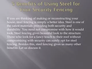 5 Benefits of Using Steel for Your Security Fencing