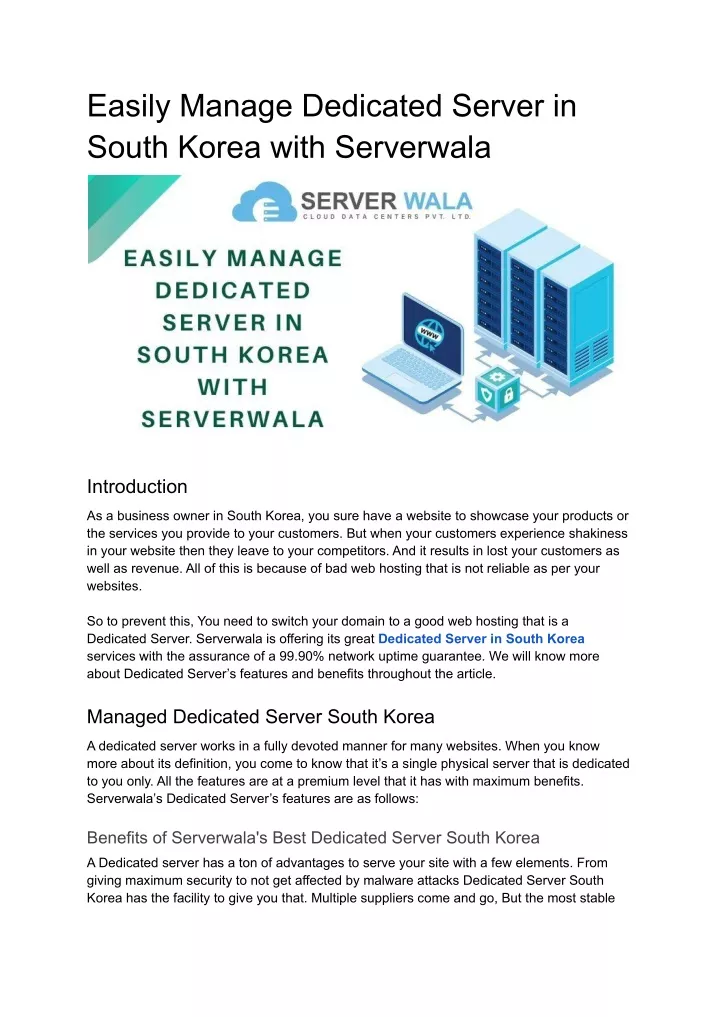 easily manage dedicated server in south korea