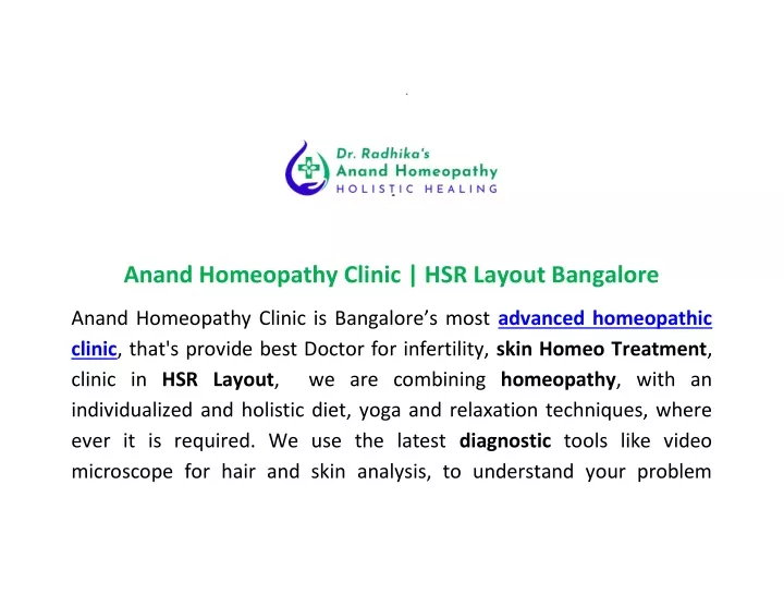 anand homeopathy clinic hsr layout bangalore