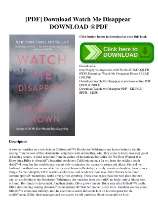 [PDF] Download Watch Me Disappear DOWNLOAD @PDF