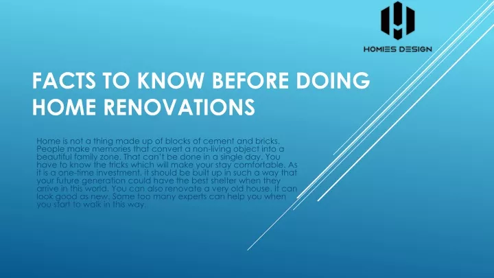 facts to know before doing home renovations