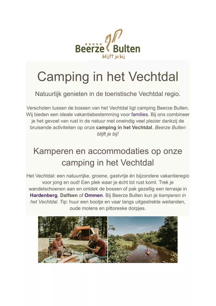 camping in het vechtdal