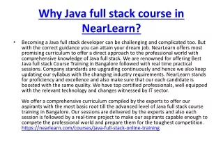 Why Java full stack course in NearLearn