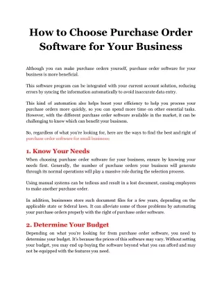 how to choose purchase order software for your