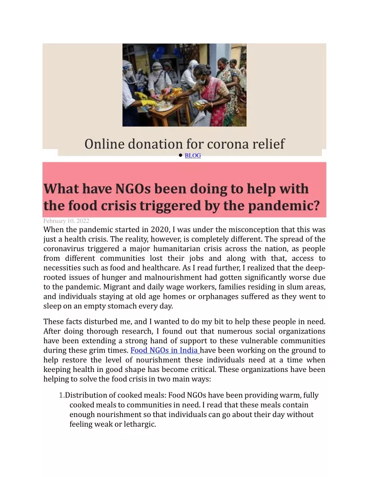 online donation for corona relief blog