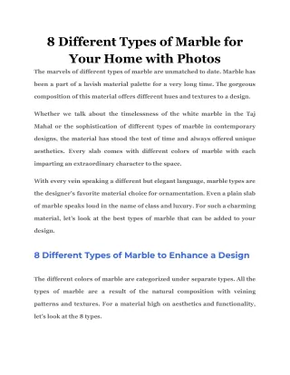 8 different types of marble for your home with
