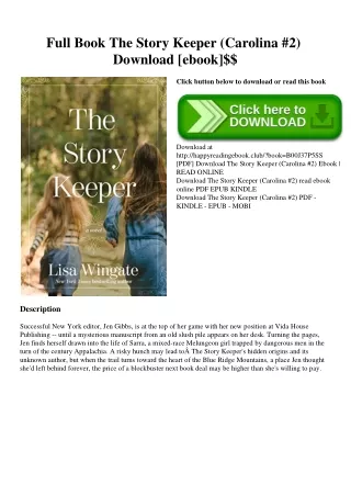 Full Book The Story Keeper (Carolina #2) Download [ebook]$$