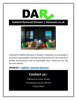 Rubbish Removal Darwen | Darwaste.co.uk